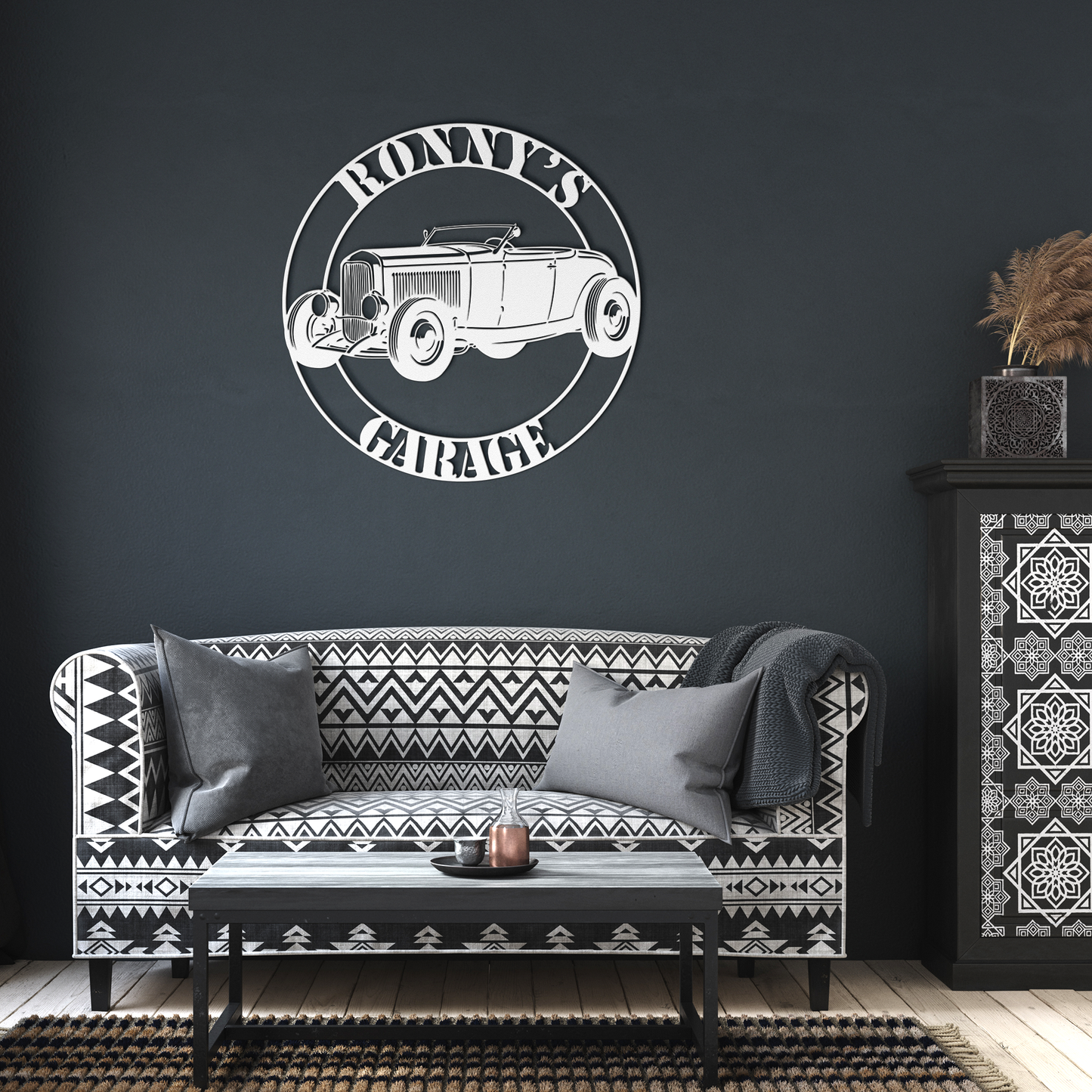 1932_Ford_Hot_Rod_Convertible_Metal_Sign_White_Dark_Living_Room_Mockup.png