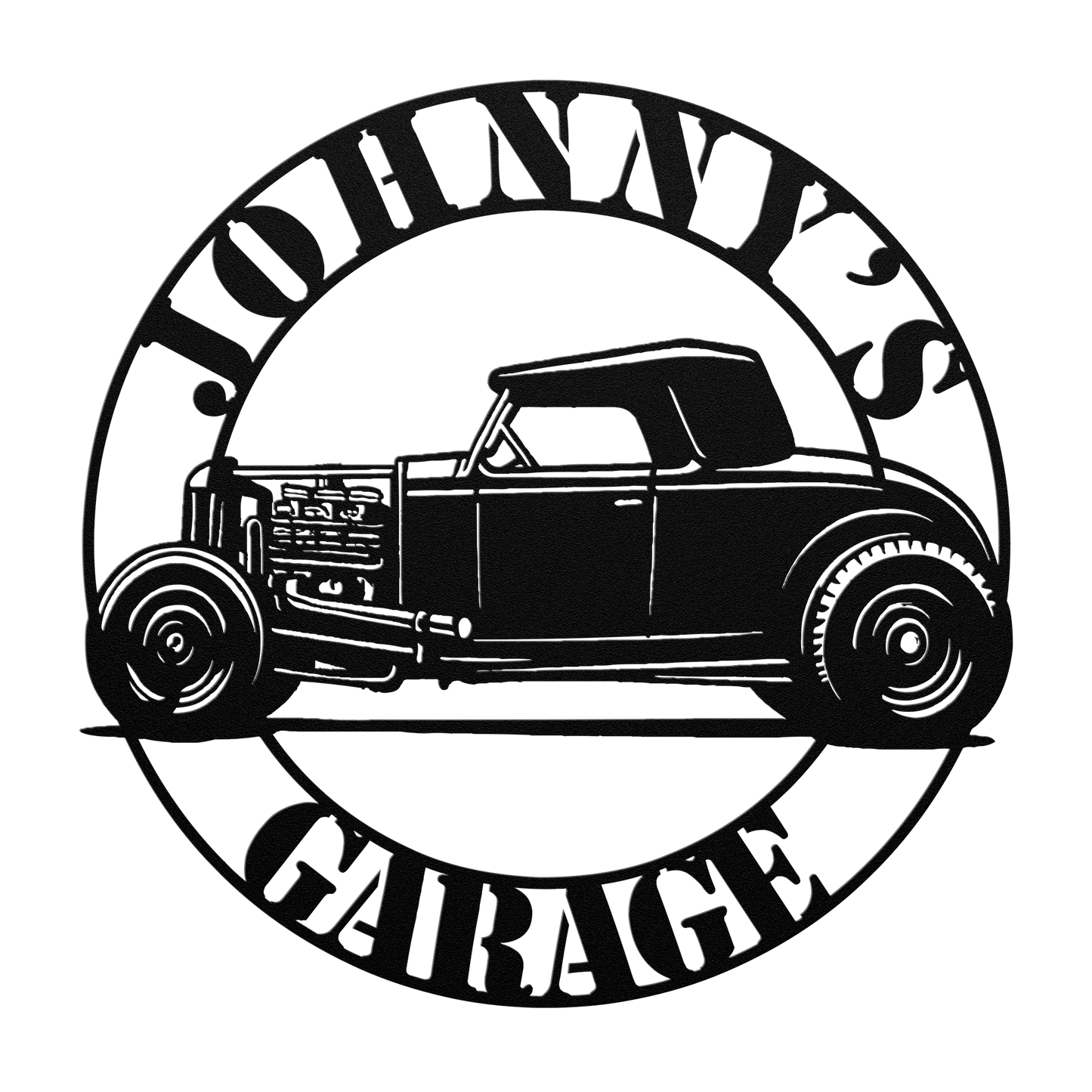 custom hot rod wall art with sleek powder-coated red finish