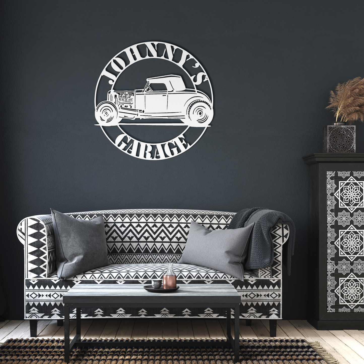1932_Ford_Hot_Rod_Metal_Sign__Custom_Cl_White_Dark_Living_Room_Mockup.png