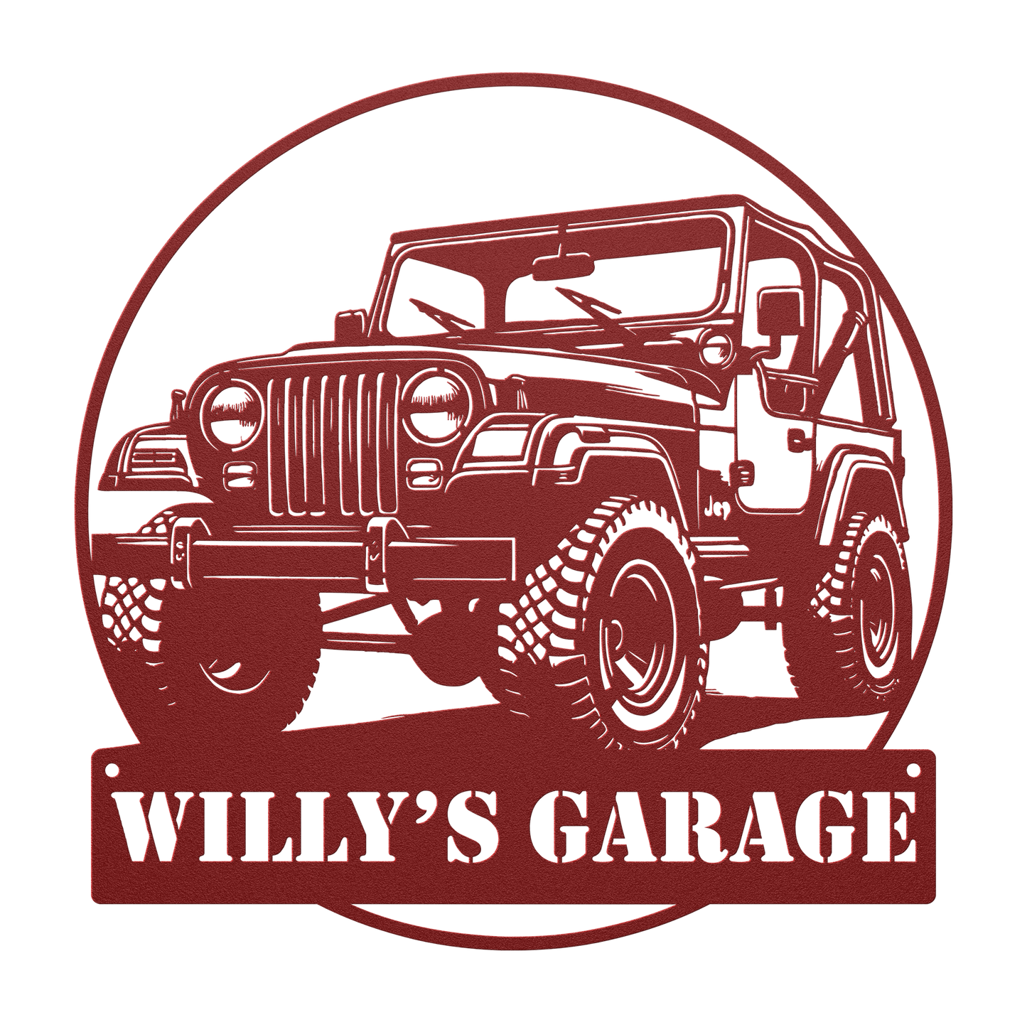 Rustic Jeep metal sign – weatherproof steel wall art for man caves
