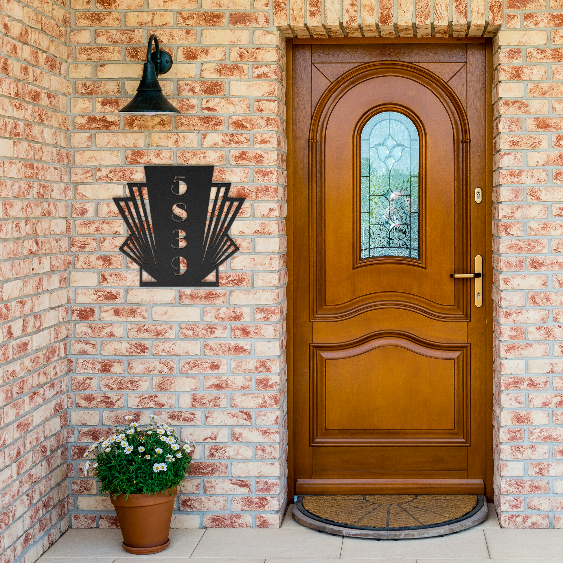 Outdoor Art Deco style wall address plaque