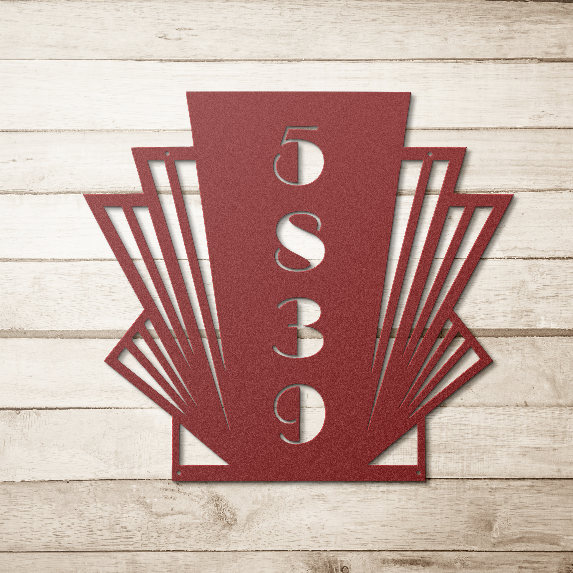 Art_Deco_Vertical_Metal_Address_Sign__C_Red_Simple_Wood_BKGD_Mockup.png
