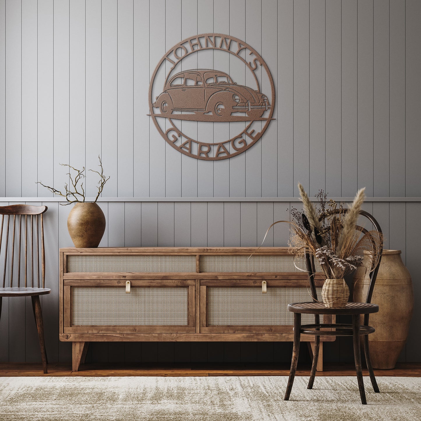 Classic VW Bug Metal Garage Sign | Custom Volkswagen Beetle Wall Art | Personalized Man Cave Decor & Anniversary Gift for Car Lovers