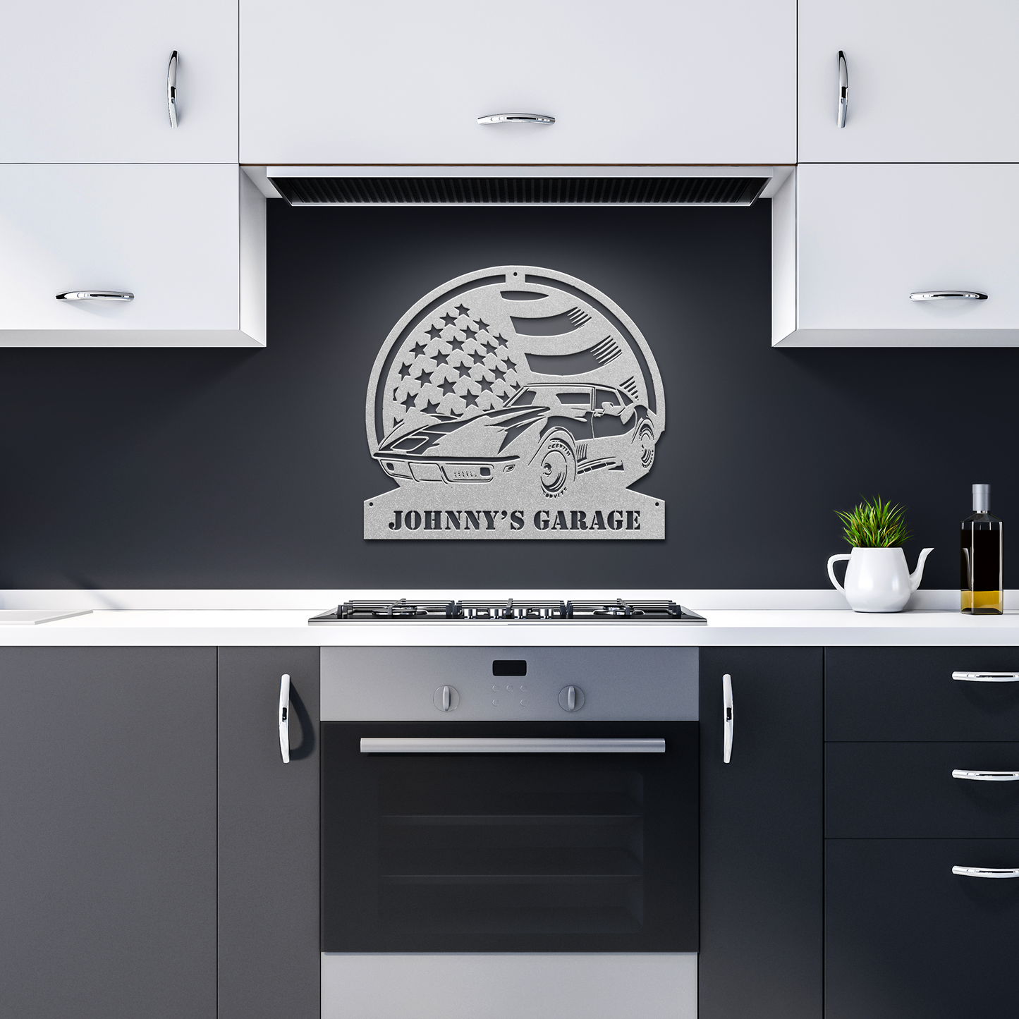 Corvette_Stingray_Metal_Sign__Custom_Ga_Silver_Dark_Kitchen_Mockup.png