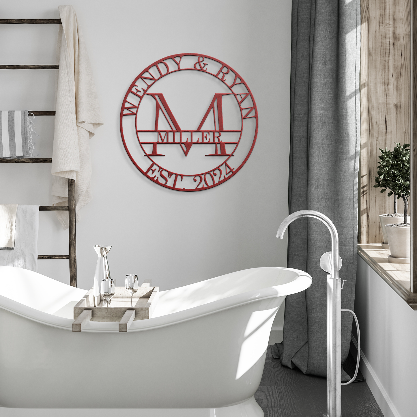 Custom_Family_Name_Metal_Monogram_Sign__Red_Modern_Bathroom_Mockup.png