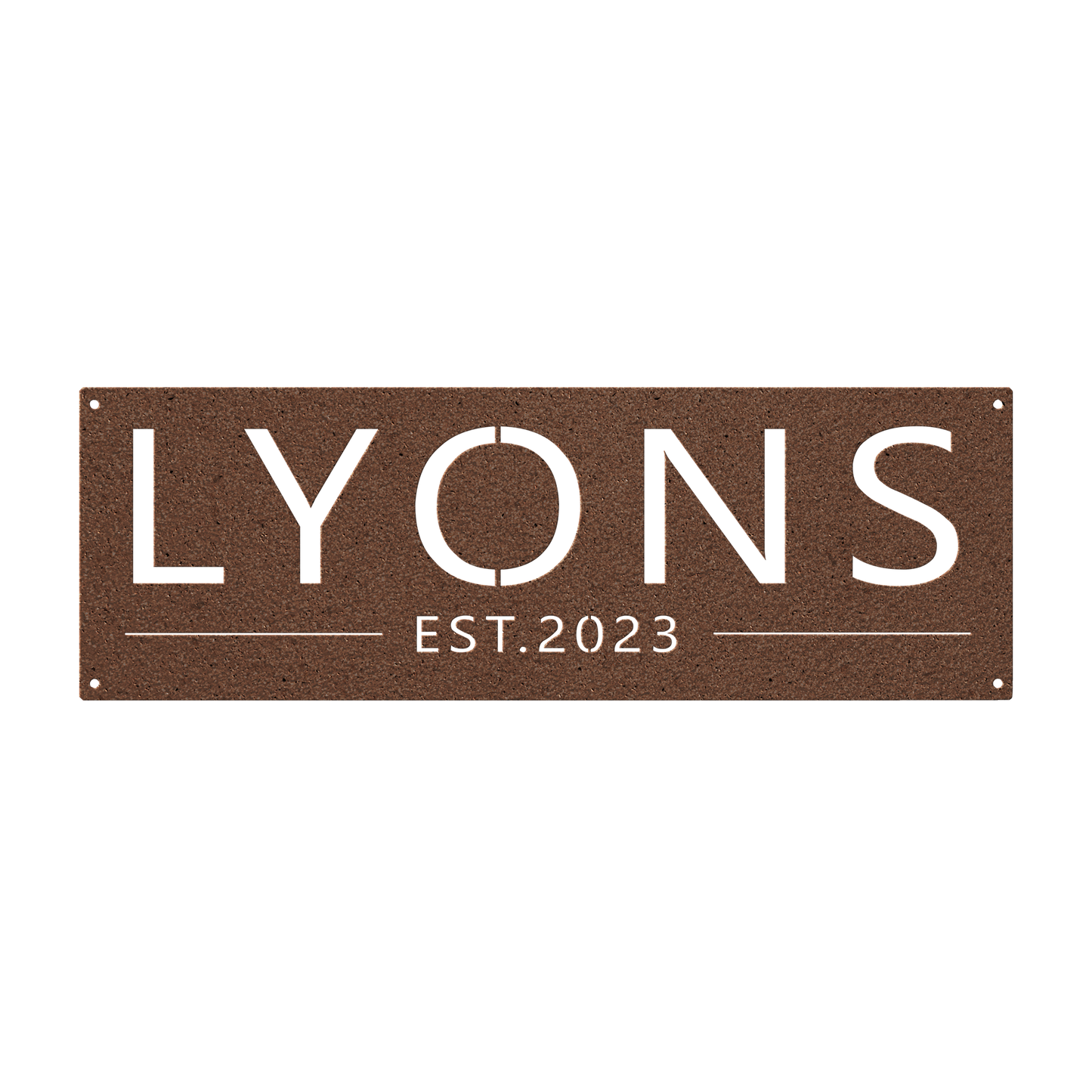Custom family name established metal sign in copper — personalized family name and established year wall art