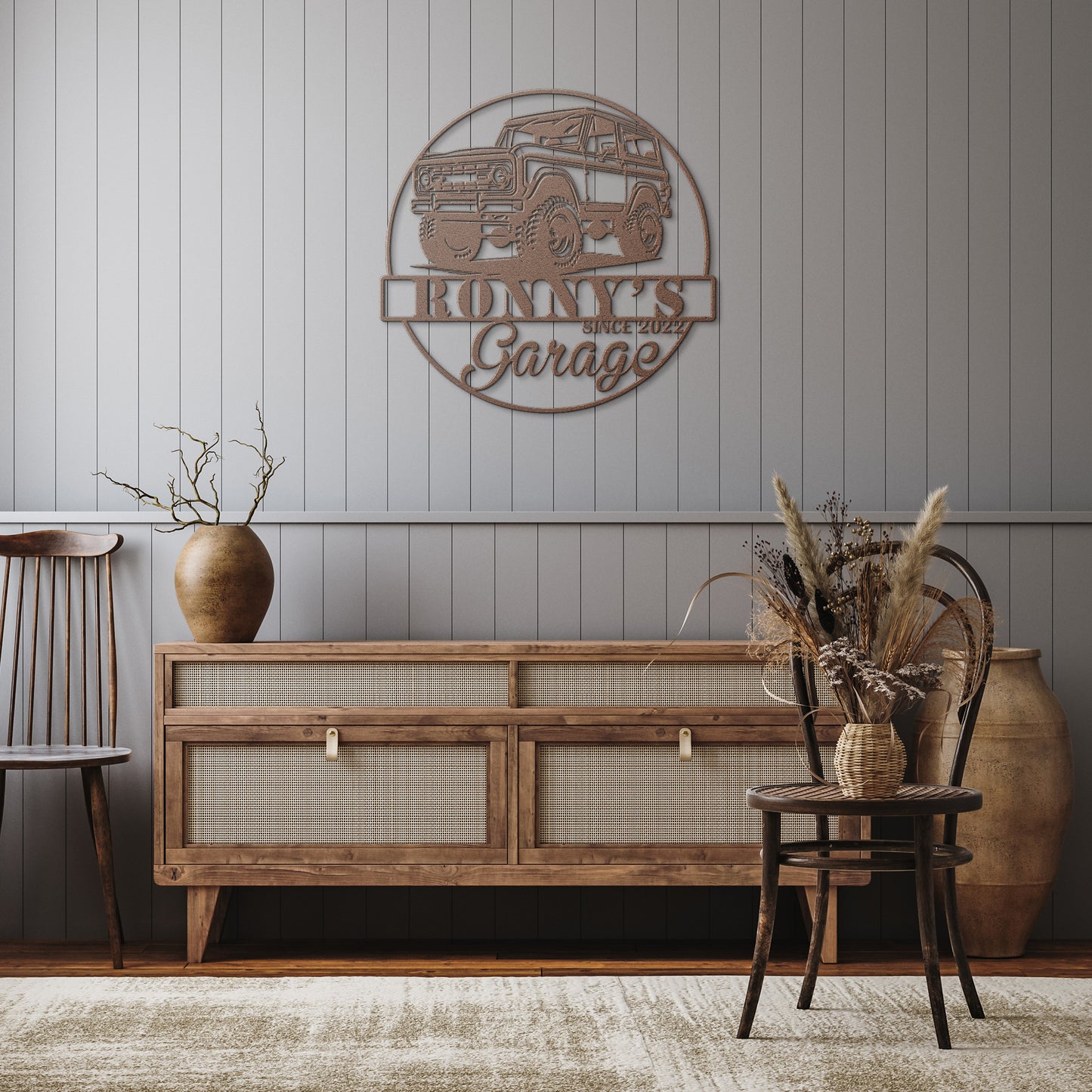 Custom Metal Bronco Truck Garage Signs