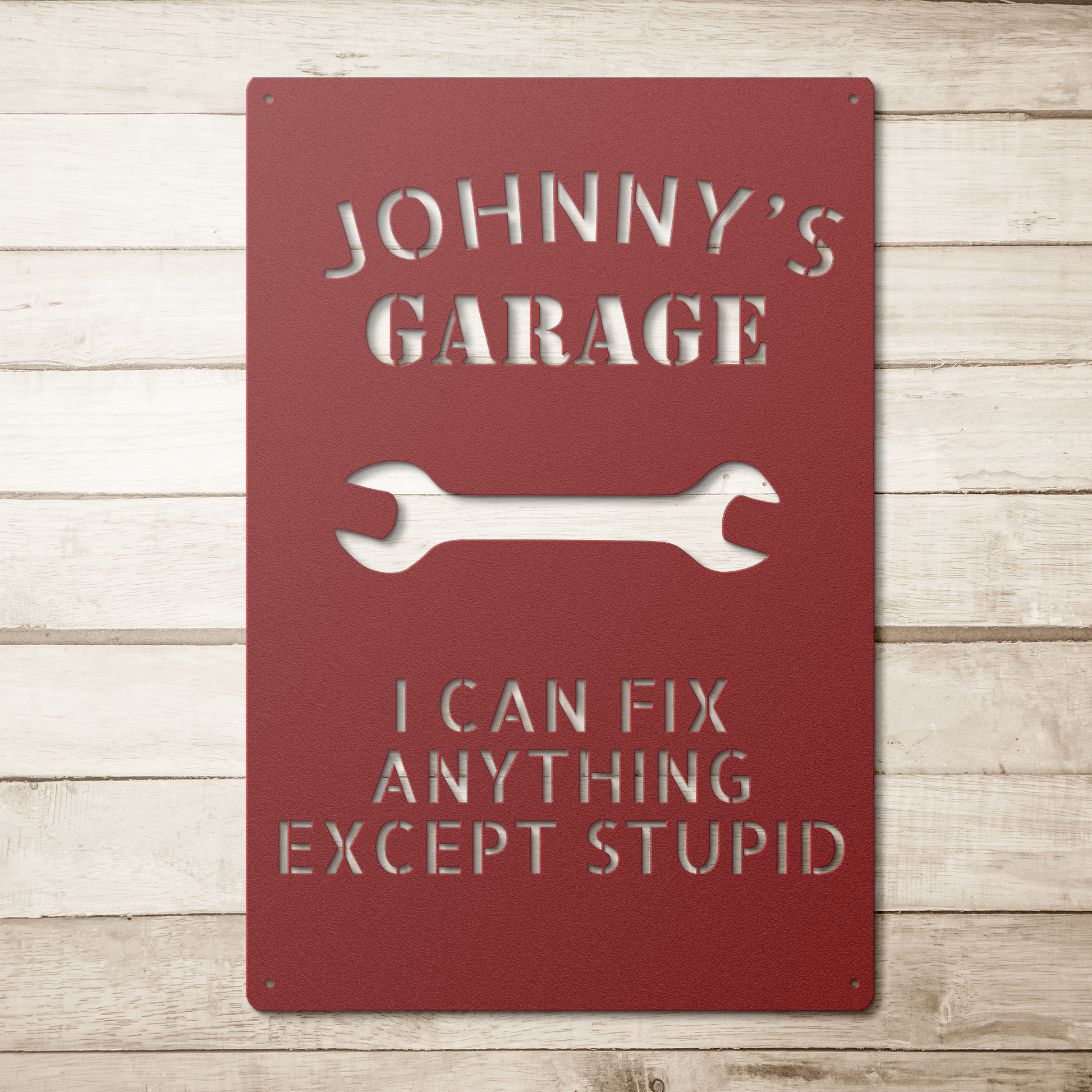 Personalized steel workshop wall art sign