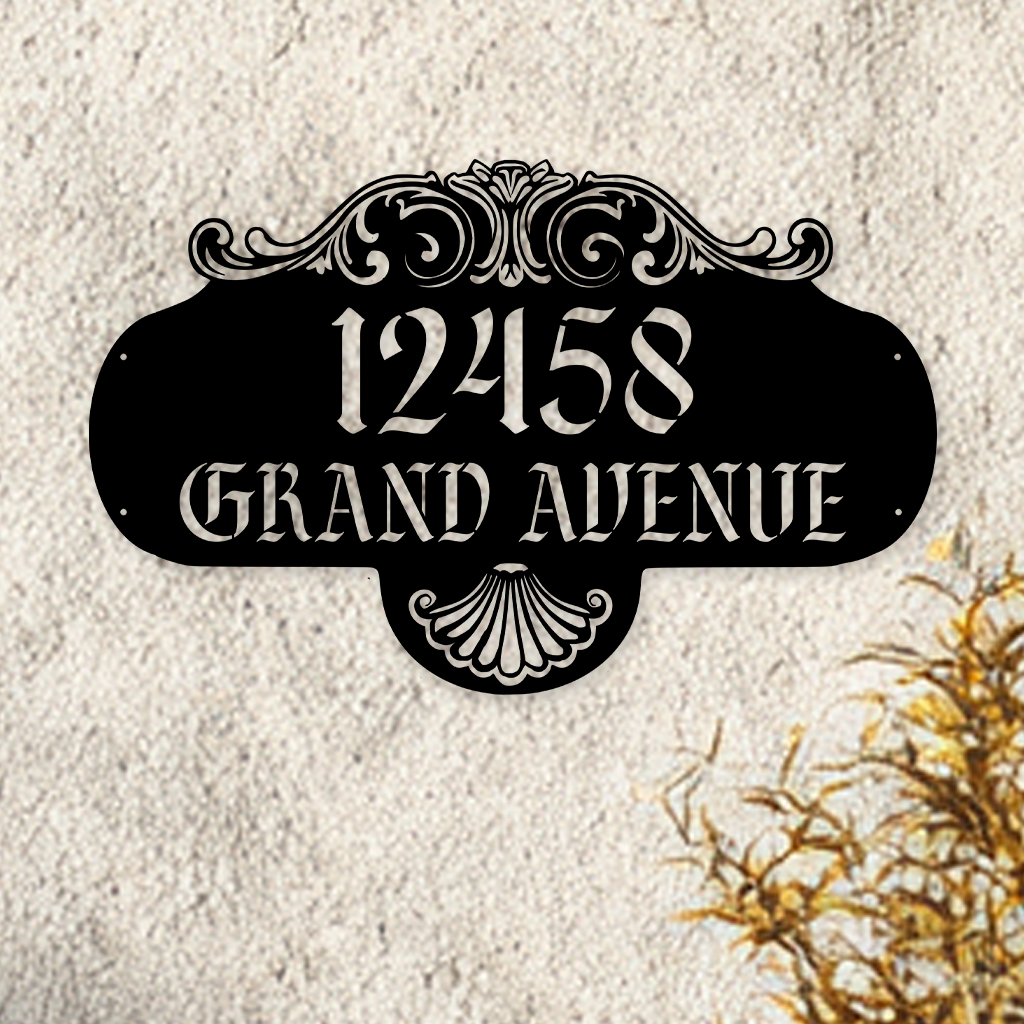 Vintage house number plaque steel design