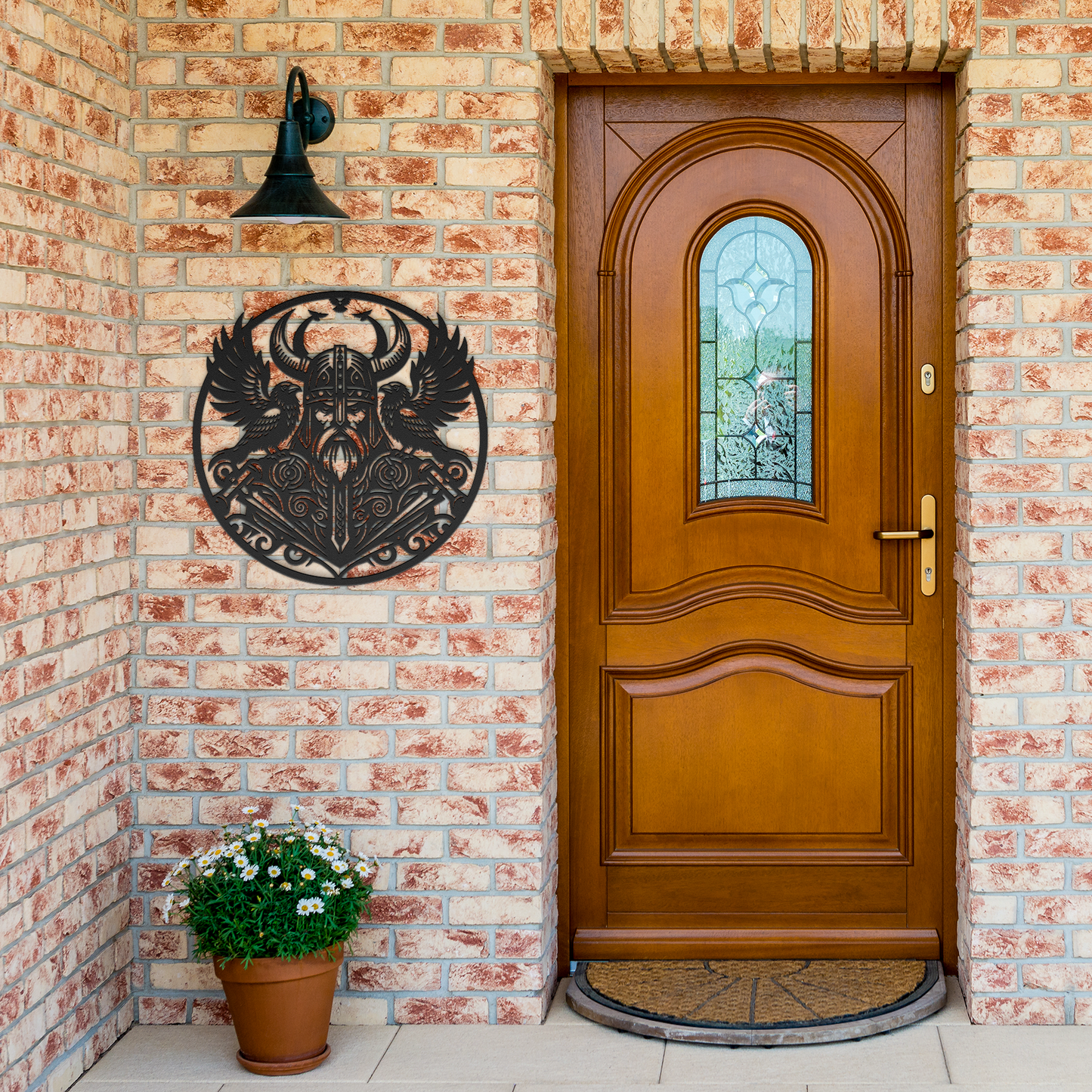 Metal_Sign__Viking_Warrior_Norse_Wall_A_Black_Brick_Entrance_Mockup.png