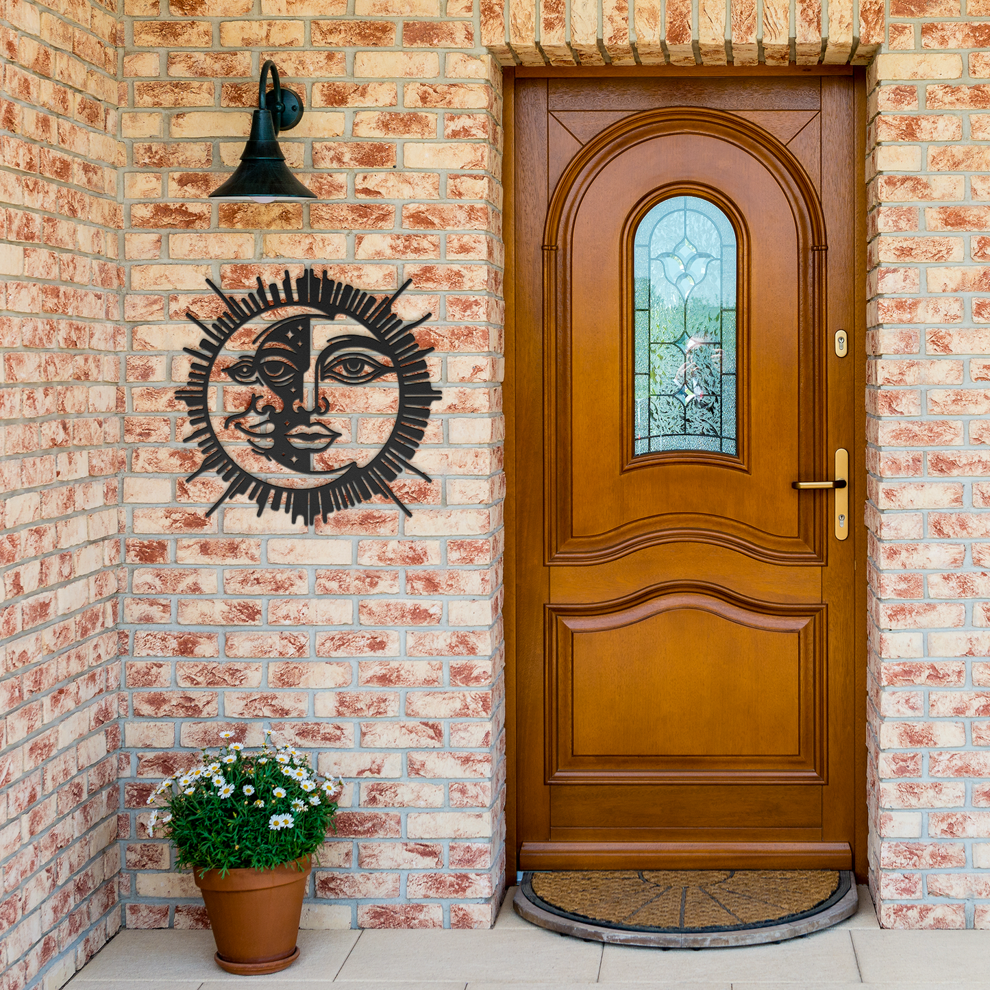 Weatherproof sun & moon metal art – boho celestial home decoration