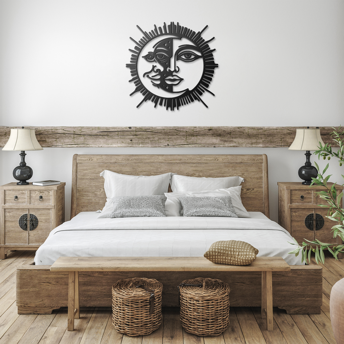 Handcrafted sun and moon metal plaque – unique astrology gift