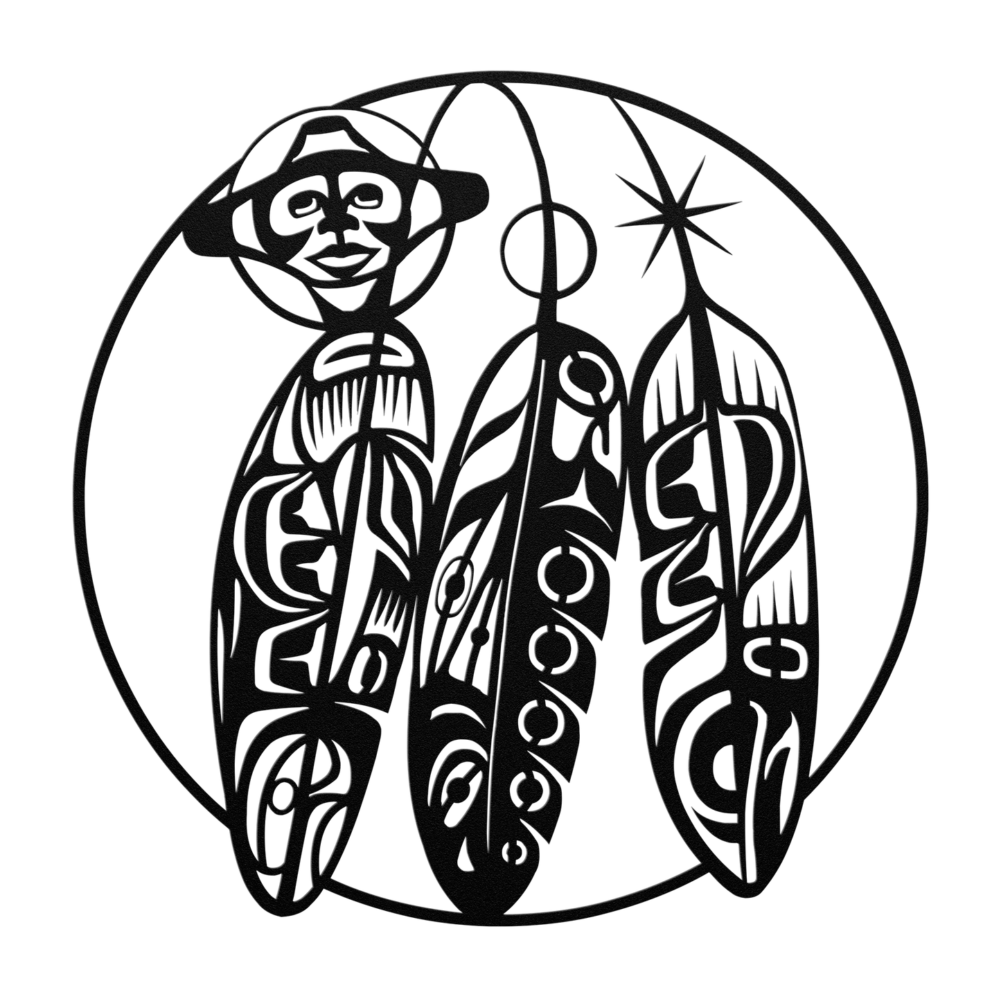 Northwest_Tribal_Feathers_Metal_Sign__C_Black_Transparent_Mockup.png