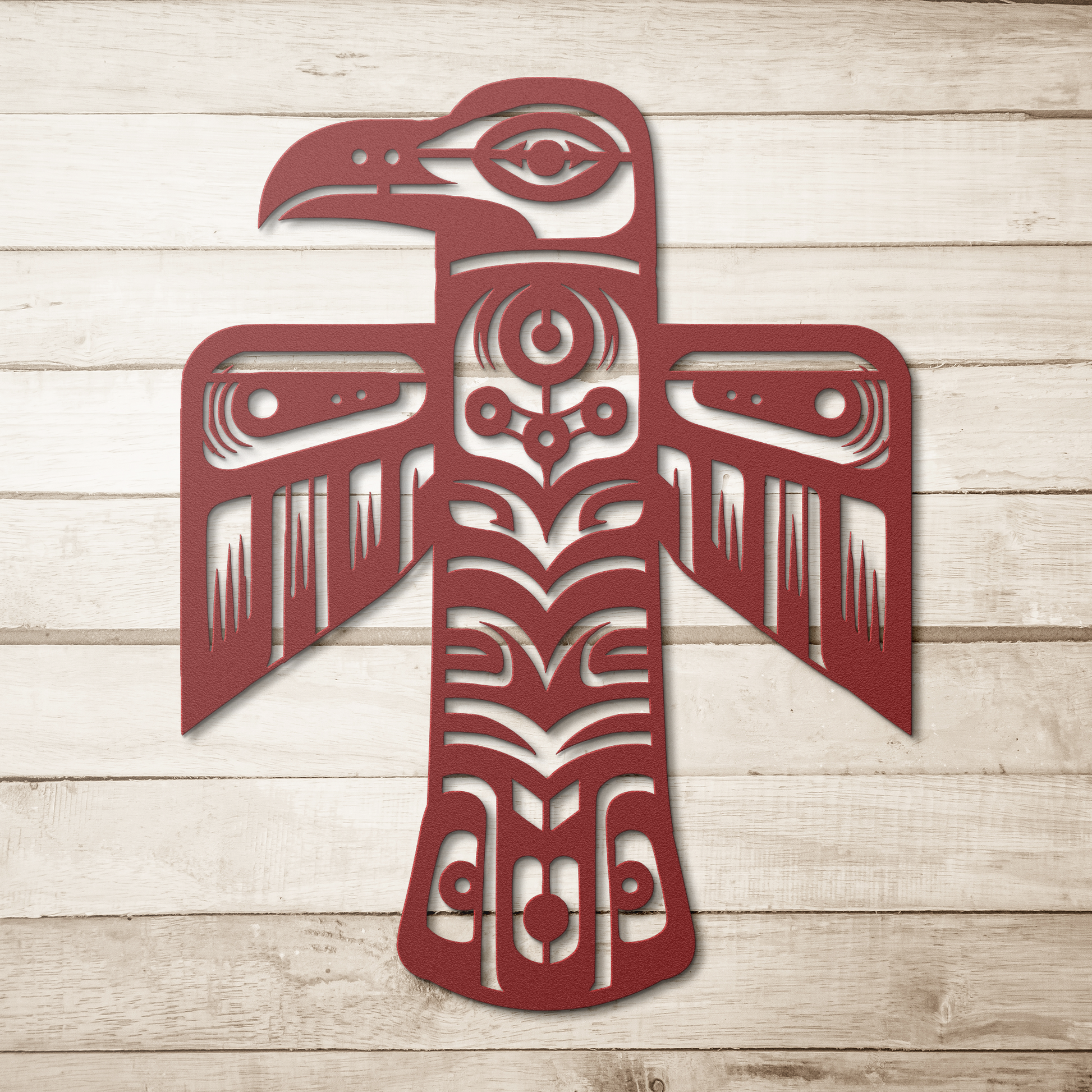 Northwest Tribal Raven Totem Pole Metal Art
