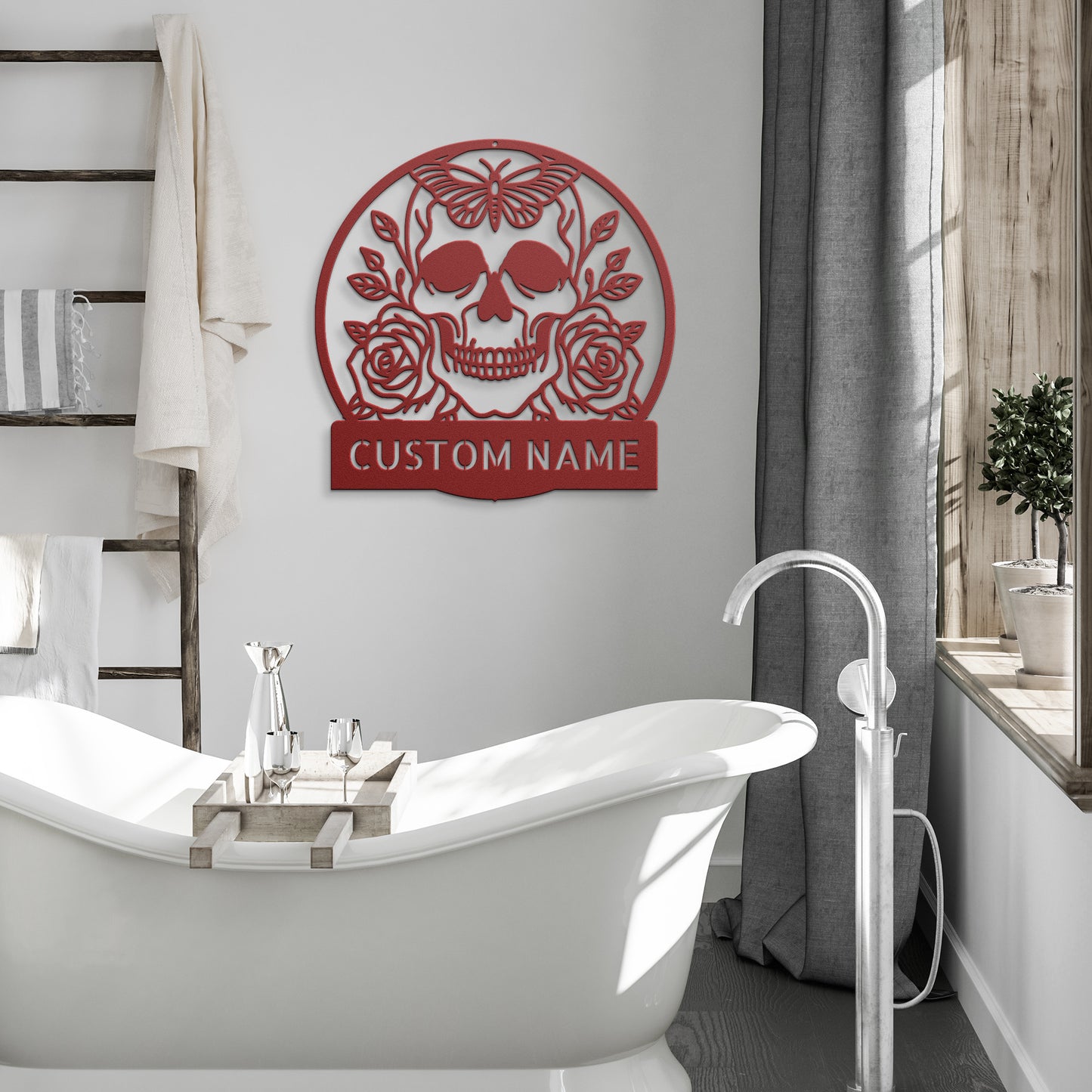 Personalized Sugar Skull Metal Sign