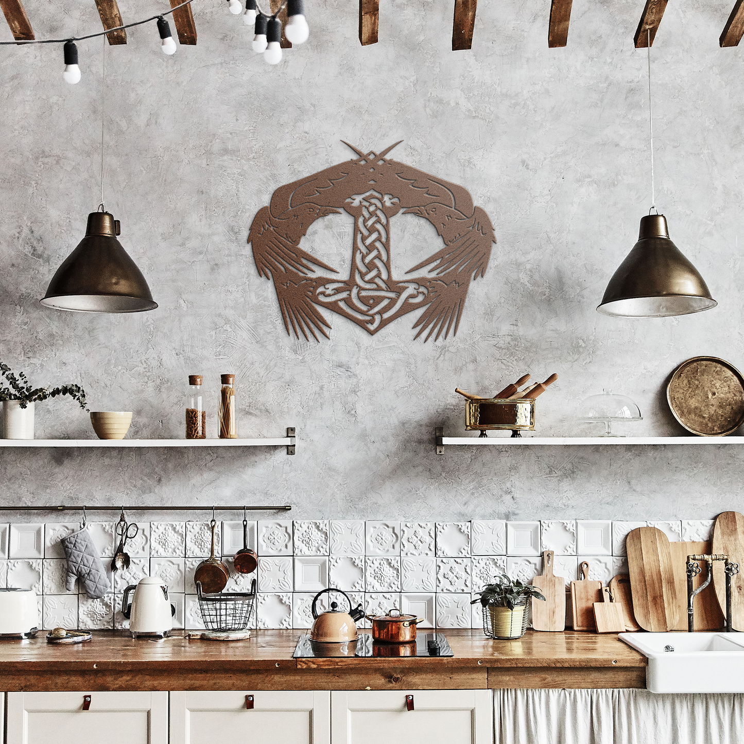 Viking_Thors_Hammer_Metal_Sign_with_R_Copper_Rustic_Kitchen_Mockup.png