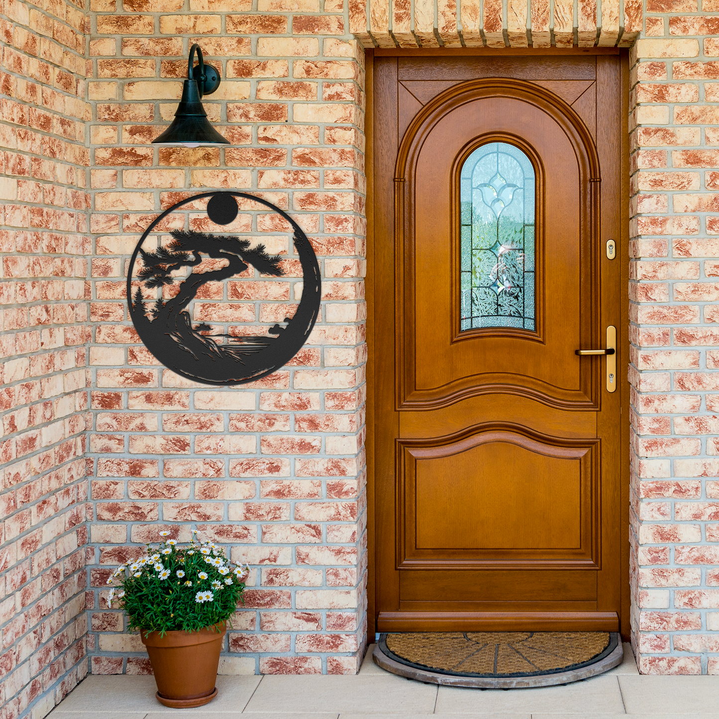 Zen_Enso_Circle_Metal_Wall_Art__Japan_Black_Brick_Entrance_Mockup.png