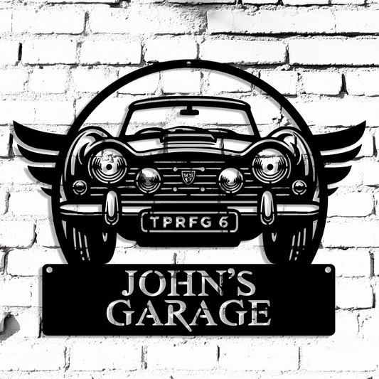 Classic British Sports Car Metal Sign for Garage Decor