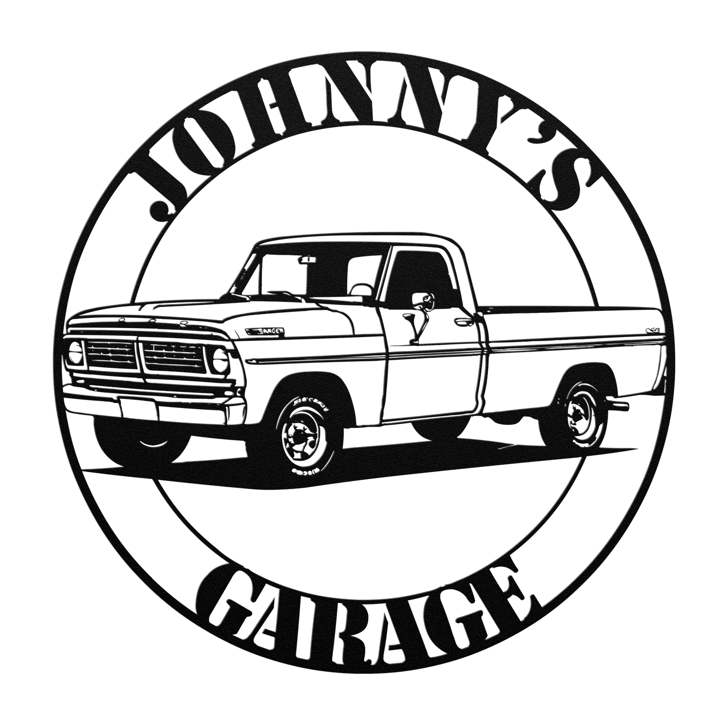 Ford F-150 metal garage sign in red — truck owner man cave wall decor