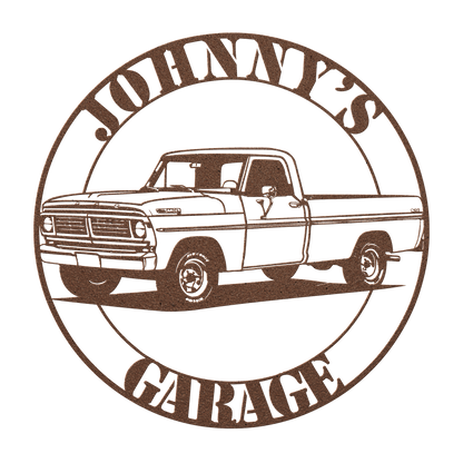 Close up of plasma-cut Ford F-150 metal sign — 18 gauge steel detail
