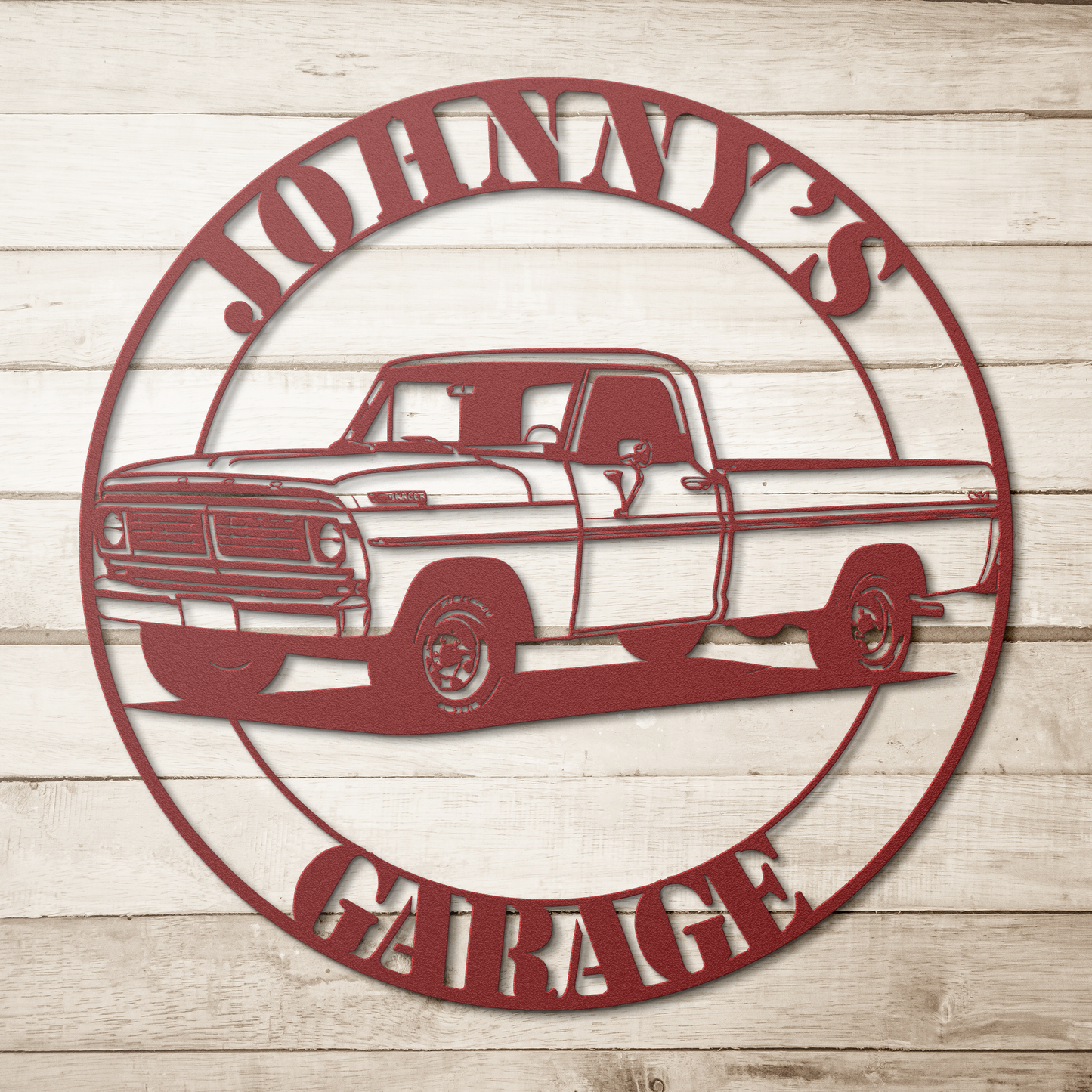 Ford F-150 metal sign in black — 24 inch classic pickup truck garage wall art