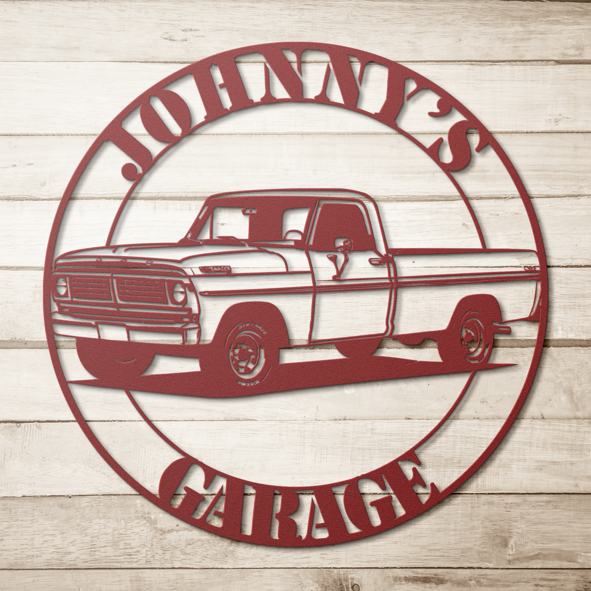 Ford F-150 metal sign in black — 24 inch classic pickup truck garage wall art
