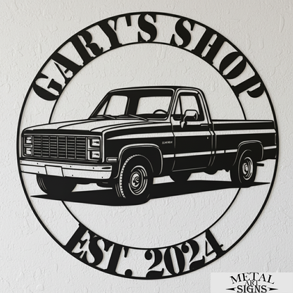1984 Chevy C10 metal wall art