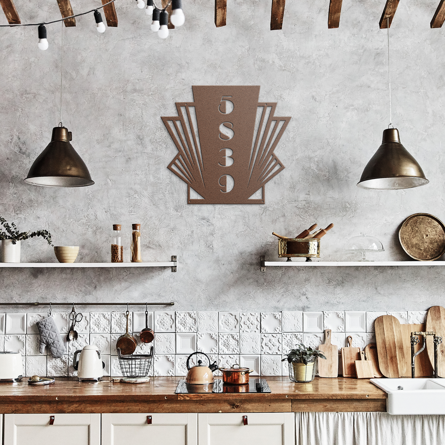 Art_Deco_Vertical_Metal_Address_Sign__C_Copper_Rustic_Kitchen_Mockup.png