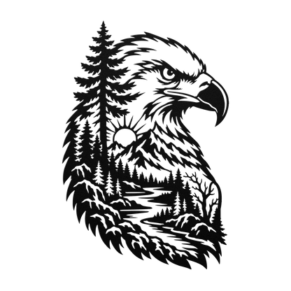 Bald eagle rustic metal sign in black — rustic wilderness wildlife steel wall decor