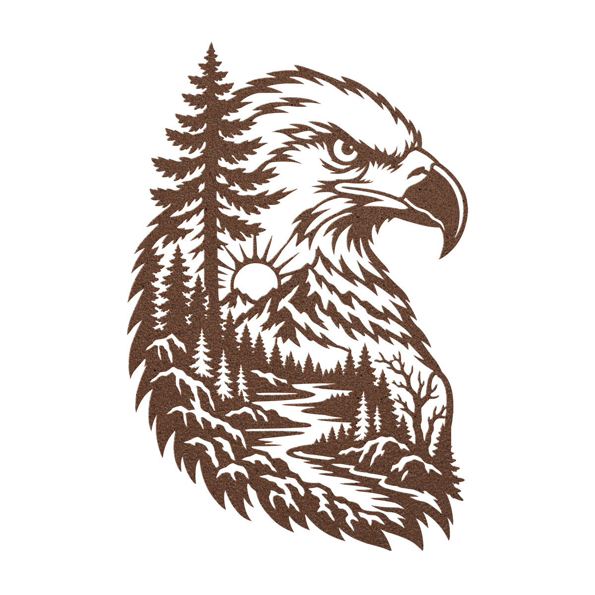 Bald eagle rustic metal sign in copper — rustic wilderness wildlife steel wall decor