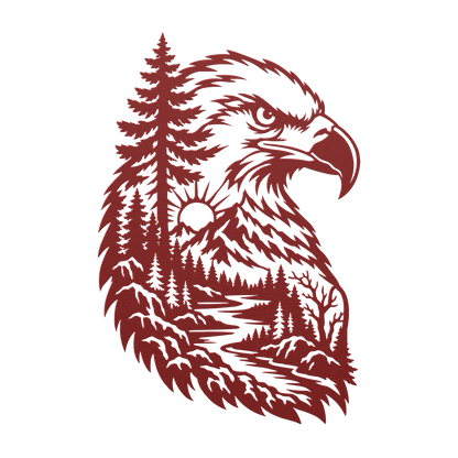 Bald eagle rustic metal sign in red — rustic wilderness wildlife steel wall decor