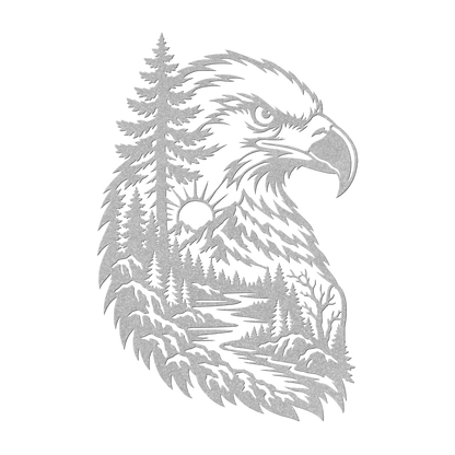 Bald eagle rustic metal sign in silver — rustic wilderness wildlife steel wall decor