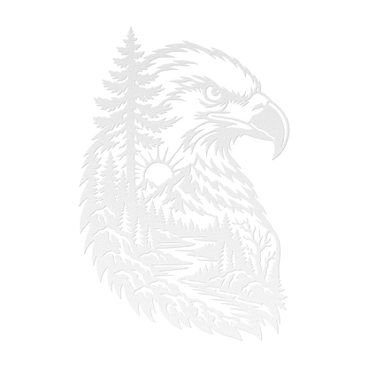 Bald eagle rustic metal sign in white — rustic wilderness wildlife steel wall decor