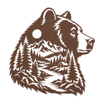 Bear head rustic metal sign in copper — rustic cabin wildlife steel wall decor