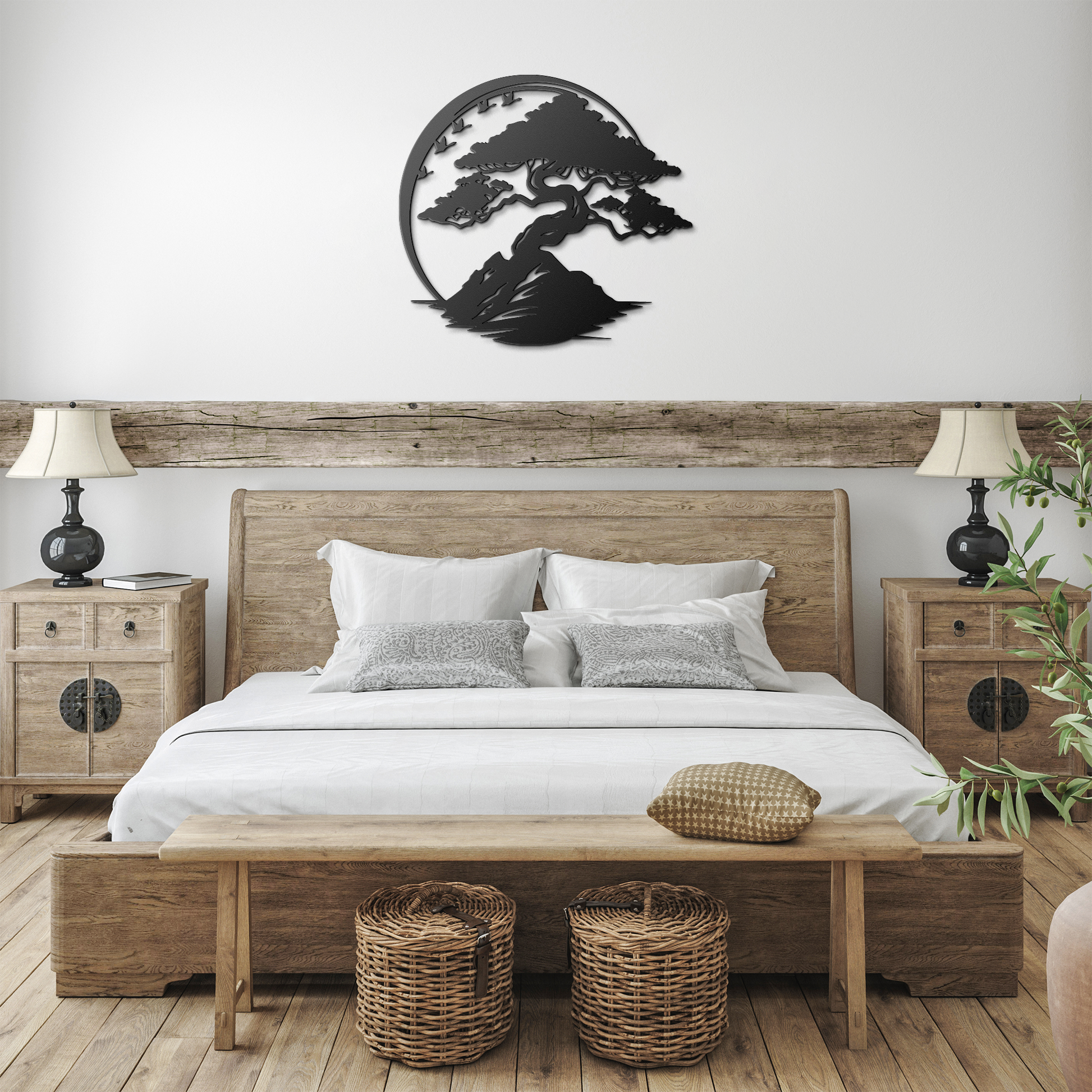 bonsai tree bedroom Bonsai Tree Metal Art 24" / Black