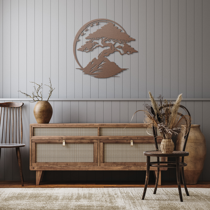 Bonsai_Tree_Enso_Circle_Japandi_Wall_Art_Copper_Rustic_Hallway_Mockup.png