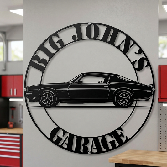 Camaro muscle car metal wall art