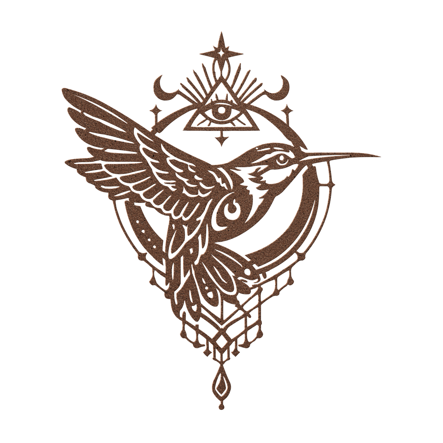 Copper celestial hummingbird metal wall art warm finish color variant