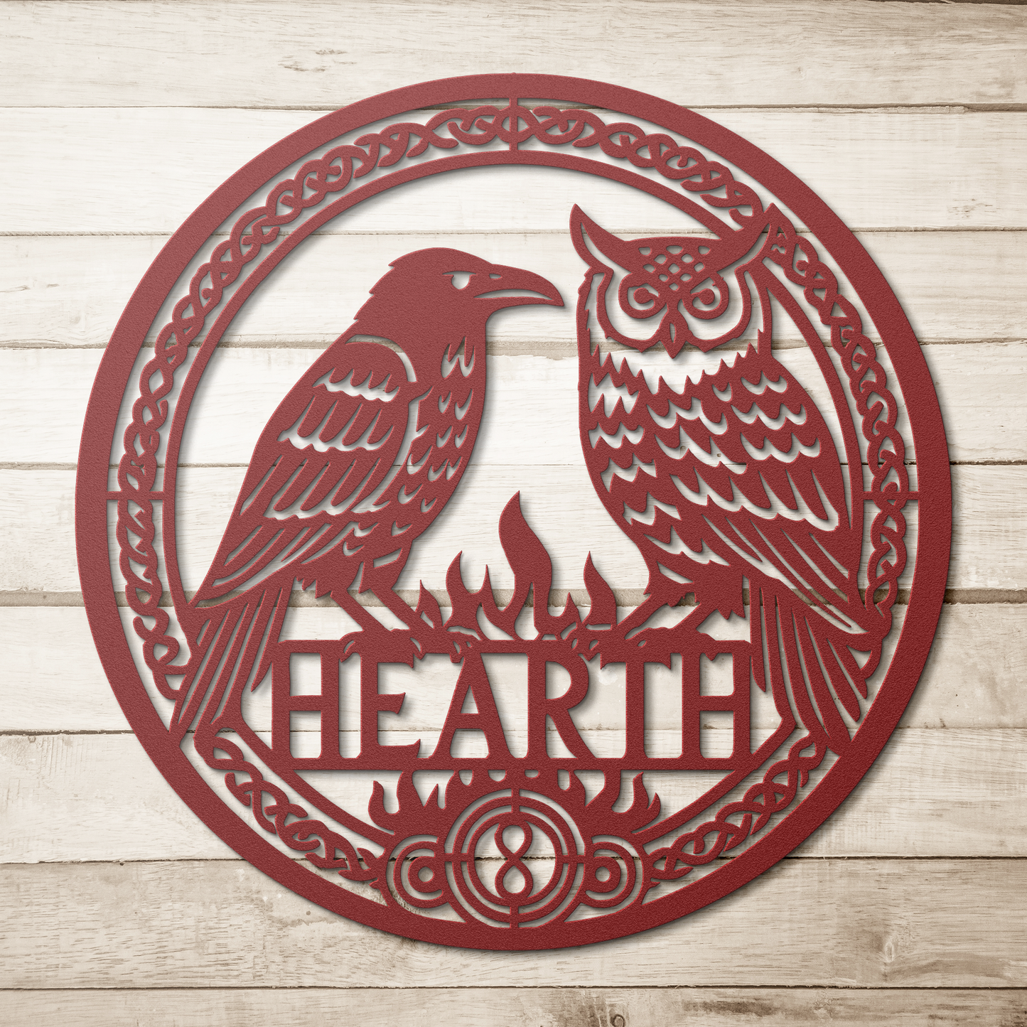 Spiritual owl and raven steel sign