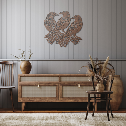Celtic_Ravens_Metal_Wall_Art__Custom_Tr_Copper_Rustic_Hallway_Mockup.png