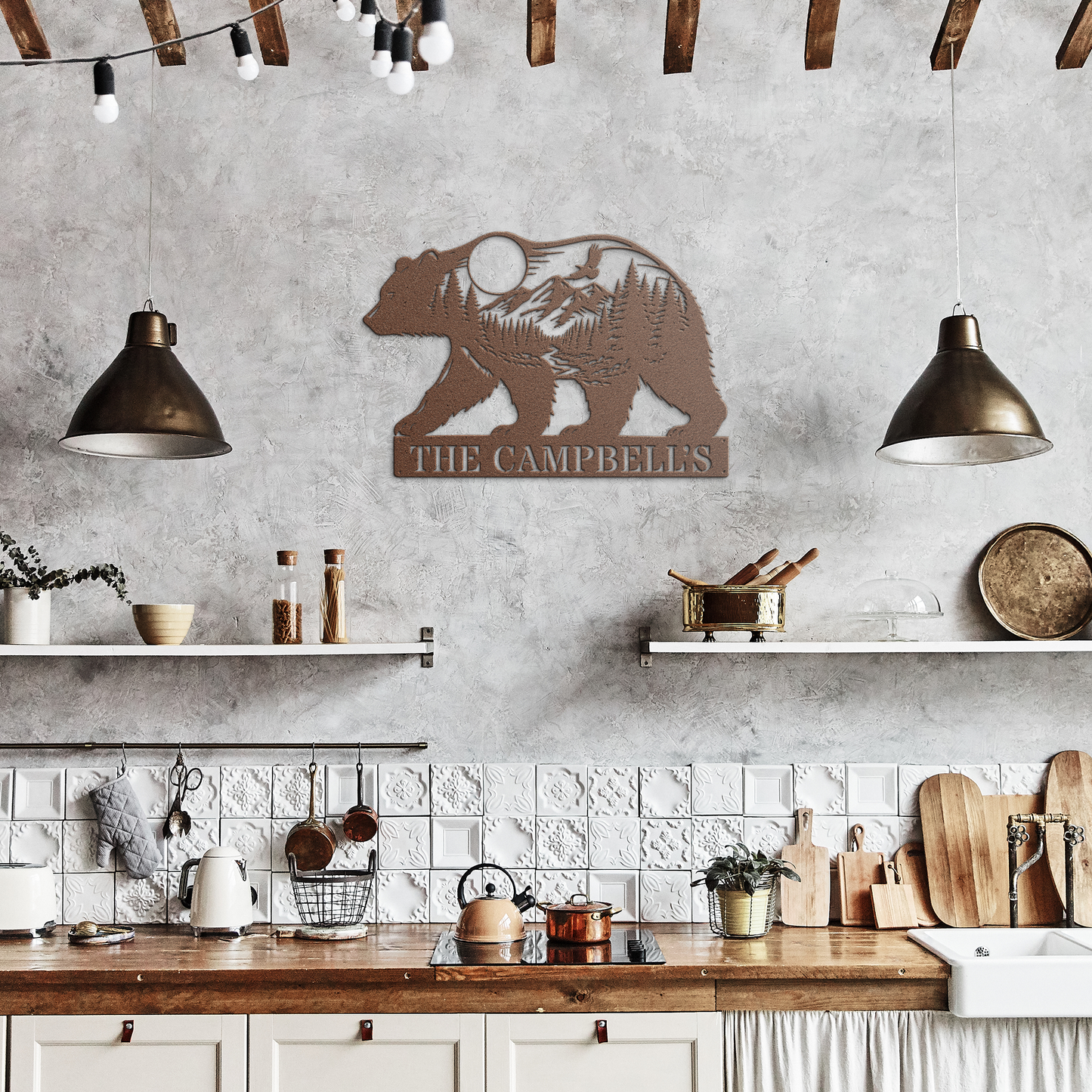 bear metal wall decor for lodge or vacation home