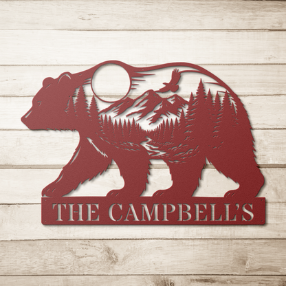 personalized mountain metal wall art for cabin decor