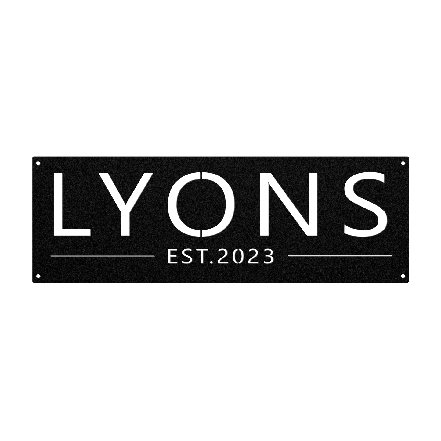 Custom family name established metal sign in black — personalized family name and established year wall art