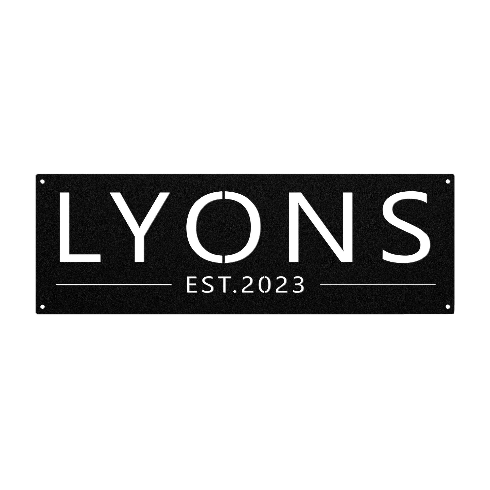 Custom family name established metal sign in black — personalized family name and established year wall art