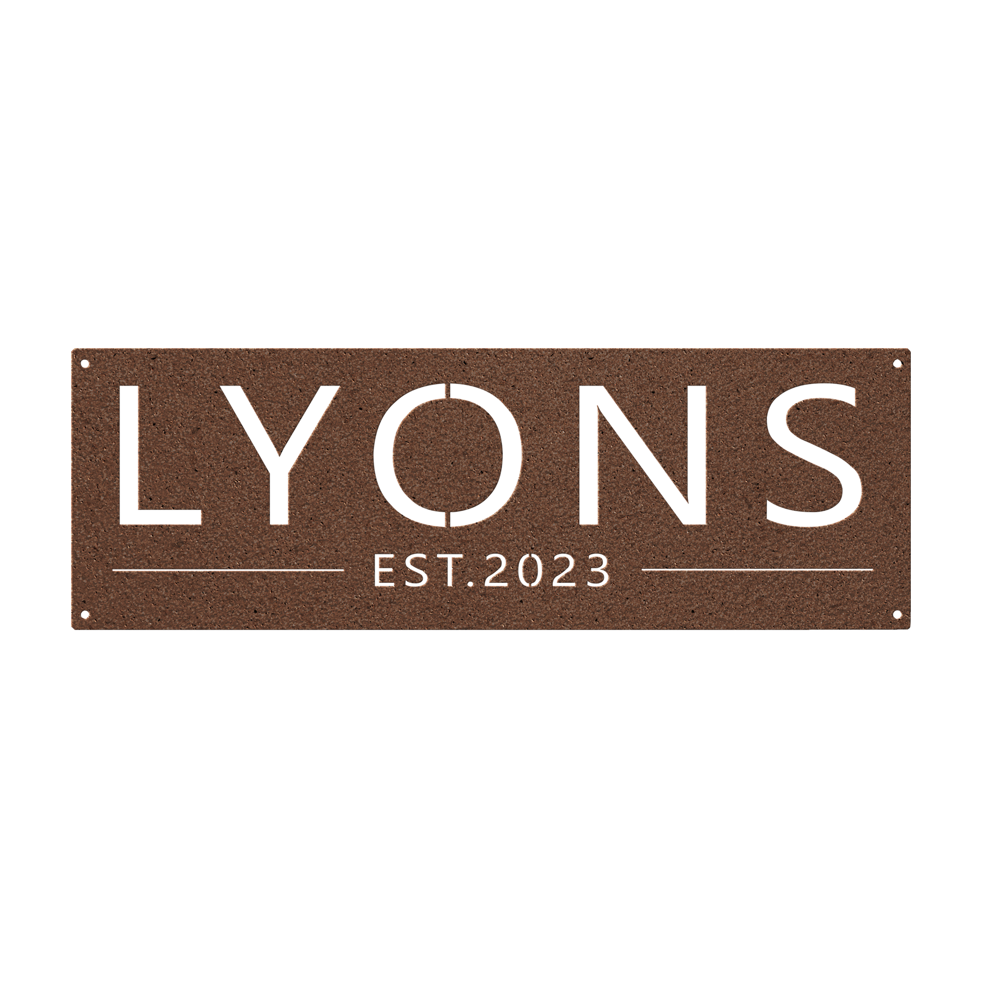 Custom family name established metal sign in copper — personalized family name and established year wall art
