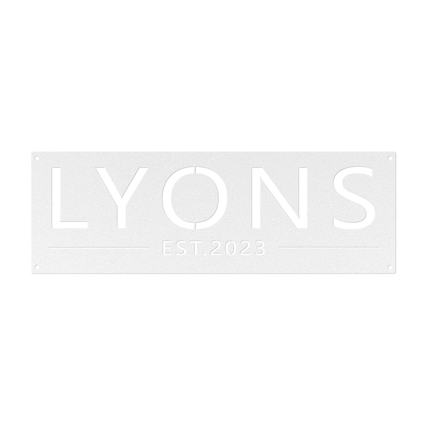 Custom family name established metal sign in white — personalized family name and established year wall art