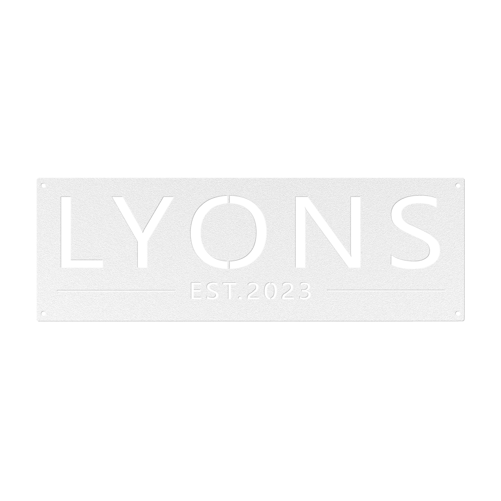 Custom family name established metal sign in white — personalized family name and established year wall art