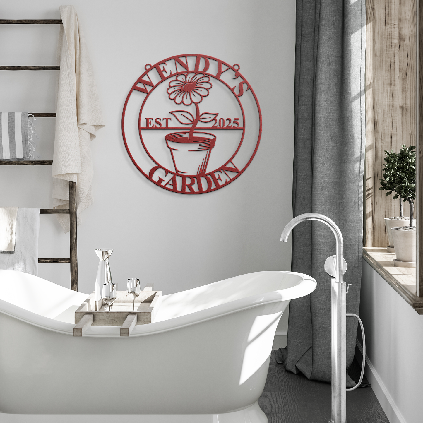 flower garden metal sign