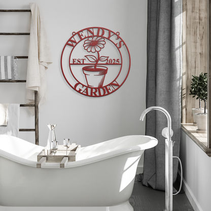 flower garden metal sign