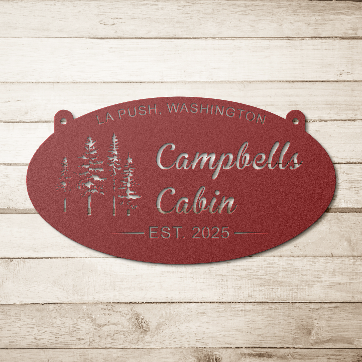 personalized metal cabin name sign for mountain house decor